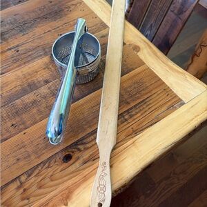 Stainless Steel Potato Ricer Wooden lefse turning stick kitchen utensils cooking